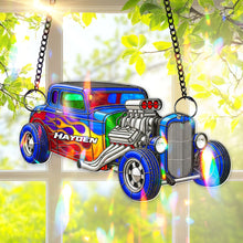 Load image into Gallery viewer, "Rev Up Your Holiday Spirit!" - Personalized Vibrant Muscle Car Suncatcher - Custom Gifts for Hot Rod Lovers Ornament PopCulturePrints