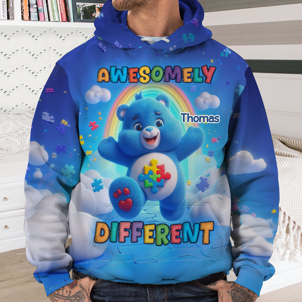 "Awesomely Different" - Personalized Autism Awareness Shirt AOP Products PopCulturePrints