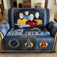 Load image into Gallery viewer, “Blast Off to Nostalgia!” - Space Adventure Quilted Sofa Cover, Personalized Gifts for Star Trek Fans Sofa Cover PopCulturePrints