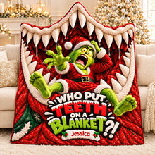 Load image into Gallery viewer, Who Put Teeth On A Blanket?! - Personalized Wearable Blanket Hoodie for Christmas
