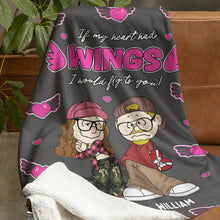 Load image into Gallery viewer, Personalized Couple Blanket with Heart Wings Design - Ideal Gift for Lovers Blanket PopCulturePrints