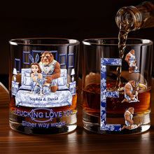 Load image into Gallery viewer, Love In Every Sip - Personalized Wild Romance Couple Round Glass Glass PopCulturePrints