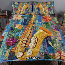 Load image into Gallery viewer, Vibrant Saxophone Quilt Bed Set - Perfect Gift for Saxophone Lovers Blanket PopCulturePrints