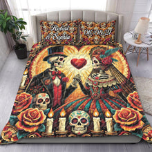 Load image into Gallery viewer, Personalized Skull Couple Quilt Bedding Set | Custom Gifts for Couples Blanket PopCulturePrints