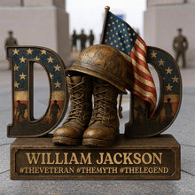 Load image into Gallery viewer, “A Hero's Legacy” - Veteran Dad Acrylic Plaque - Personalized Gifts for Dad, Grandpa, and Veterans Shaped Plaques PopCulturePrints