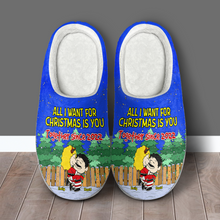 Load image into Gallery viewer, Personalized Christmas Couple Slippers - Customizable and Cozy | Valentine's Day Gifts Shoes PopCulturePrints