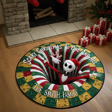 Load image into Gallery viewer, “Scary Christmas To One And All” - Personalized Haunted Holiday Family Round Mat - Custom Gifts for Family and Friends Doormat PopCulturePrints