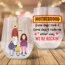 Load image into Gallery viewer, Motherhood: 'Some days I rock it, some days it rocks me' - Personalized Glass Egg Cup for Mom and Grandma Glass Egg Cup PopCulturePrints