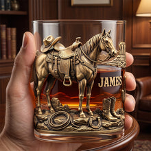 Load image into Gallery viewer, Horse Cowboy Round Glass - Personalized Gifts For Horse Lovers 04TYTN290626 Glass PopCulturePrints