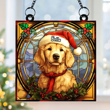 Load image into Gallery viewer, Custom Christmas Golden Retriever Suncatcher Ornament for Dog Lovers Suncatcher PopCulturePrints