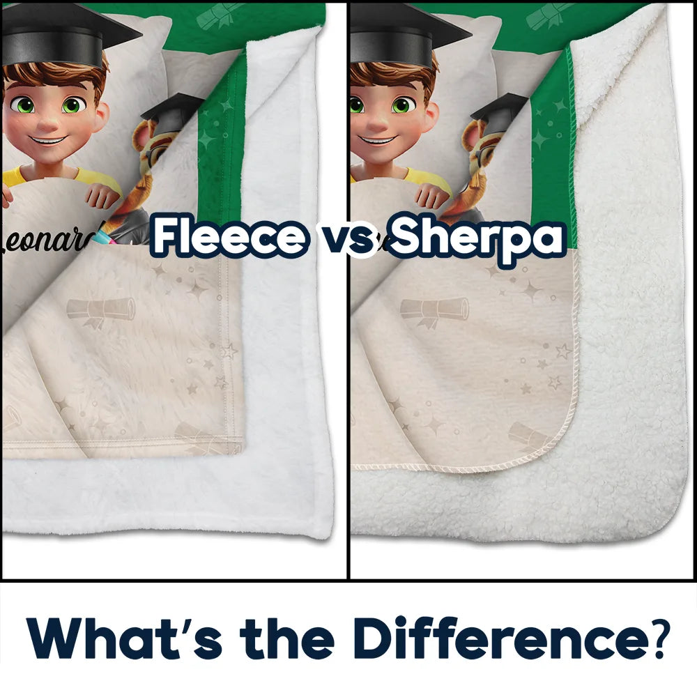 I Graduated, Can I Go Back To Bed Now? - Personalized Fleece Blanket - Perfect Gift for Graduates, Moms, and Grandmas Fleece Blanket PopCulturePrints