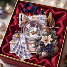 Load image into Gallery viewer, Embrace the Holidays with a Touch of Elegance - Personalized Toile de Jouy Christmas Sewing Ornament