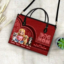 Load image into Gallery viewer, “A Loving Tribute to Dog Moms” - Personalized Leather Bag, Custom Gift for Pet Moms, Grandma, and Dog Lovers Leather Bag PopCulturePrints