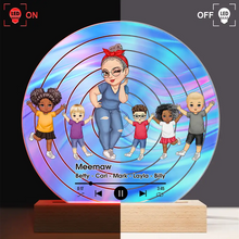 Load image into Gallery viewer, "A Personalized Touch of Love - Turban Grandma Decorative Vinyl Record With Grandkids - Custom Gift for Grandma, Mom & Kids" 3D Led Light PopCulturePrints