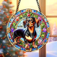 Load image into Gallery viewer, Personalized Dachshund Dog Christmas Suncatcher Ornament Suncatcher PopCulturePrints