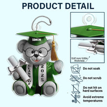 Load image into Gallery viewer, Celebrate Achievement with Graduation Bear - Personalized Acrylic Car Hanger for Graduates Acrylic Car Hanger PopCulturePrints