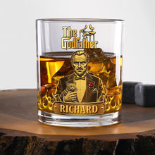 Load image into Gallery viewer, "Celebrate Your Inner Don: Custom Mafia Gentleman Round Whiskey Glass" - Personalized Gift for Movie Fans Whiskey Glass PopCulturePrints