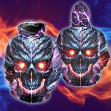 Load image into Gallery viewer, Skull Lover's Hoodie: Fiery Skull Design AOP Products PopCulturePrints