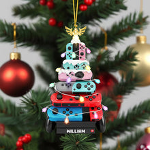 Load image into Gallery viewer, 🎄 'Level Up Your Holiday Spirit!' - Gaming Tree Christmas Ornament - Personalized Gift for Gamers 🎮 Ornament PopCulturePrints