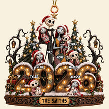 Load image into Gallery viewer, “Celebrate Your Spooky Family Spirit” - Spooky Family Christmas Ornament - Personalized Gifts for Family Ornament PopCulturePrints