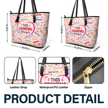 Load image into Gallery viewer, This Grandma Belongs To - Personalized Leather Tote Bag for Loving Grandmas Leather Tote Bag PopCulturePrints