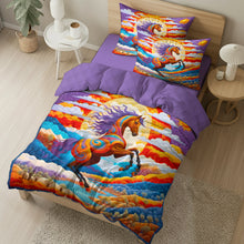 Load image into Gallery viewer, Vibrant Horse Lovers Quilt Bed Set Blanket PopCulturePrints