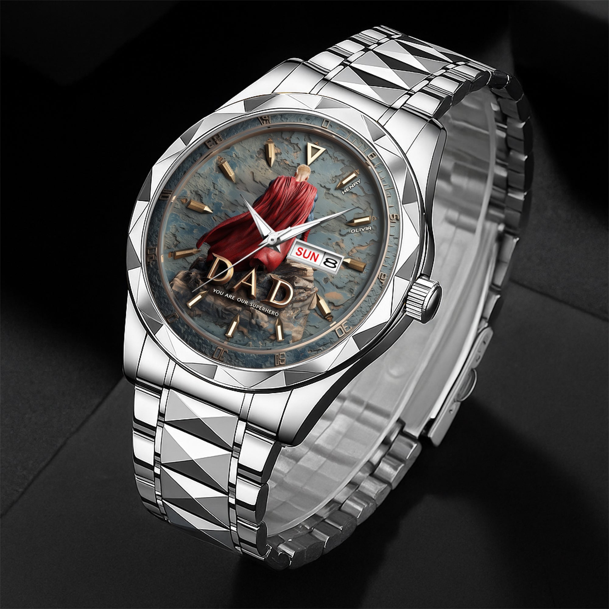 "You Are Our Superhero" - Proud Grandpa Men's Watch - Personalized Gift for Dad & Grandpa Men's Watch PopCulturePrints