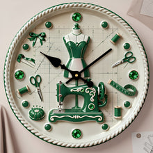Load image into Gallery viewer, Sewing is My Therapy - Personalized Sewing Room Hanging Wall Clock - Unique Gift for Sewers and Crafters Hanging Wall Clock PopCulturePrints