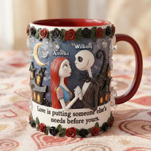 Load image into Gallery viewer, Love is putting someone else's needs before yours - Personalized Couple Accent Mug Coffee Mug PopCulturePrints
