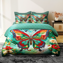 Load image into Gallery viewer, Vibrant Personalized Butterfly Quilt Bed Set Blanket PopCulturePrints