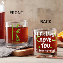 Load image into Gallery viewer, “I Fucking Love You” - Sinful Christmas Pleasure Glass Mug | Personalized Gift for Couples Whiskey Glass PopCulturePrints