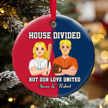 Load image into Gallery viewer, Personalized Baseball Couple Christmas Ornament - House Divided Ornament PopCulturePrints