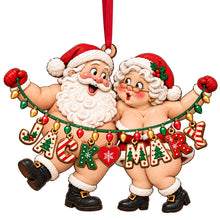 Load image into Gallery viewer, “Celebrate Love with a Touch of Festivity” - Personalized Name Art Fun Santa Couple Ornament - Custom Christmas Gift for Couples