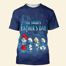 Load image into Gallery viewer, Personalized Smurfs Father's Day Shirt - Customizable Names AOP Products PopCulturePrints