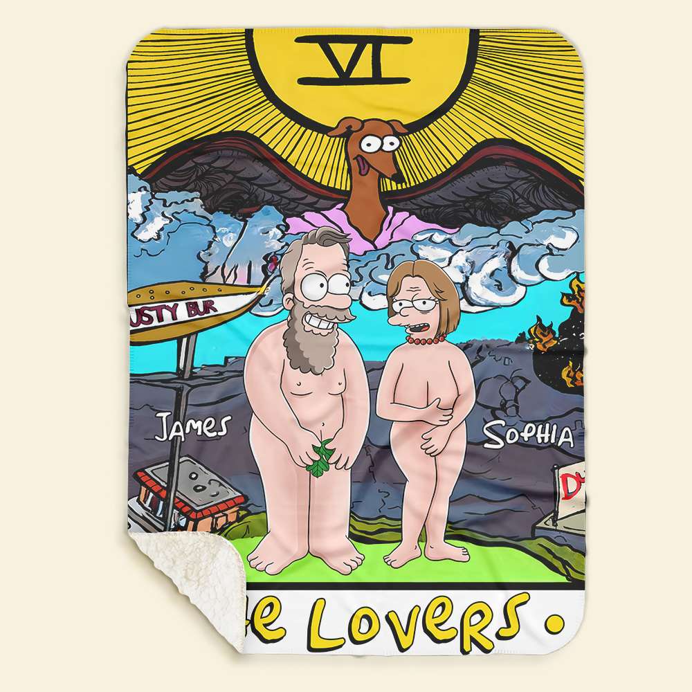 Custom Cartoon Couple Blanket - The Lovers Theme | Personalized Valentine's Day Gifts Blanket PopCulturePrints