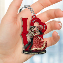 Load image into Gallery viewer, Personalized Skull Couple Keychain - Unique Love Gift for Couples Keychains PopCulturePrints
