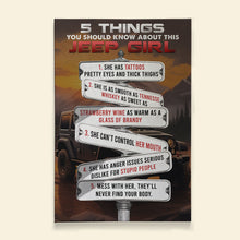 Load image into Gallery viewer, 5 Things You Should Know About This Jeep Girl - Wooden Sign Poster & Canvas PopCulturePrints