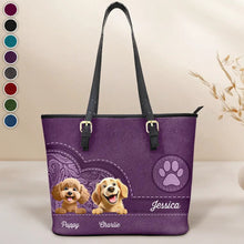 Load image into Gallery viewer, “For the Love of Dogs!” - Personalized Leather Tote Bag for Dog Moms, Perfect Gift for Any Occasion Leather Tote Bag PopCulturePrints