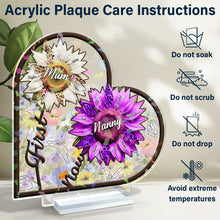 Load image into Gallery viewer, “Sunshine in Every Style - Personalized Sunflower First Mom Now Grandma 3D Effect” - Custom Holographic Acrylic Plaque for Mom and Grandma Holographic Acrylic Plaque PopCulturePrints