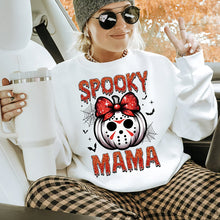 Load image into Gallery viewer, Spooky Mama Personalized Halloween Glitter Shirt for Moms Shirts PopCulturePrints