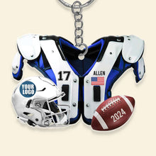 Load image into Gallery viewer, Custom Football Lover Keychain with Jersey and Helmet Design Keychains PopCulturePrints