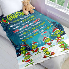 Load image into Gallery viewer, Personalized Granny Christmas Blanket - Grinchy Hugs and Love Blanket PopCulturePrints