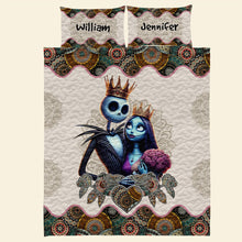 Load image into Gallery viewer, Valentine's Day Gifts: Spooky Love Personalized Quilt Bed Set for Couples - Unique Gift Blanket PopCulturePrints