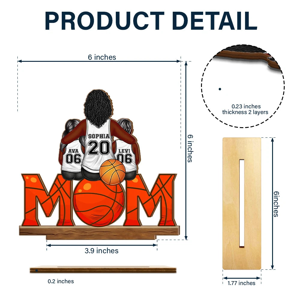 “Because Every Day is a Game Day” - Personalized Basketball Mom and Kids - Custom Shaped 2-Layered Wooden Plaque - Gift for Mom, Grandma, and Sports Lovers Wooden Plaque PopCulturePrints