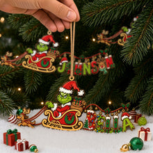 Load image into Gallery viewer, "Unwrap the Magic of Christmas!" - Personalized Mischievous Sleigh Ornament - Gift for Kids, Family, and Friends