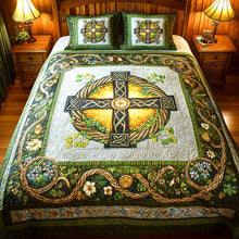 Load image into Gallery viewer, St. Patrick's Special Edition Celtic Cross Quilt Bedding Set Blanket PopCulturePrints