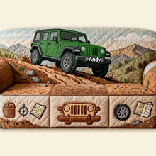 Load image into Gallery viewer, "Rev up Your Living Space with Custom Adventure!" - Off-Road Car Quilted Sofa Cover - Personalized Gift for Off-Road Lovers Sofa Cover PopCulturePrints