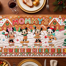 Load image into Gallery viewer, "Mommy's Sweethearts" - Personalized Gingerbread Family Quilted Table Runner - Perfect Gift for Moms and Grandmas Quilted Table Runner PopCulturePrints