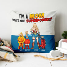 Load image into Gallery viewer, Super Mom Personalized Throw Pillow - Custom Name Gift Pillow PopCulturePrints