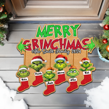 Load image into Gallery viewer, Custom Grinch Family Christmas Doormat 2024 Doormat PopCulturePrints